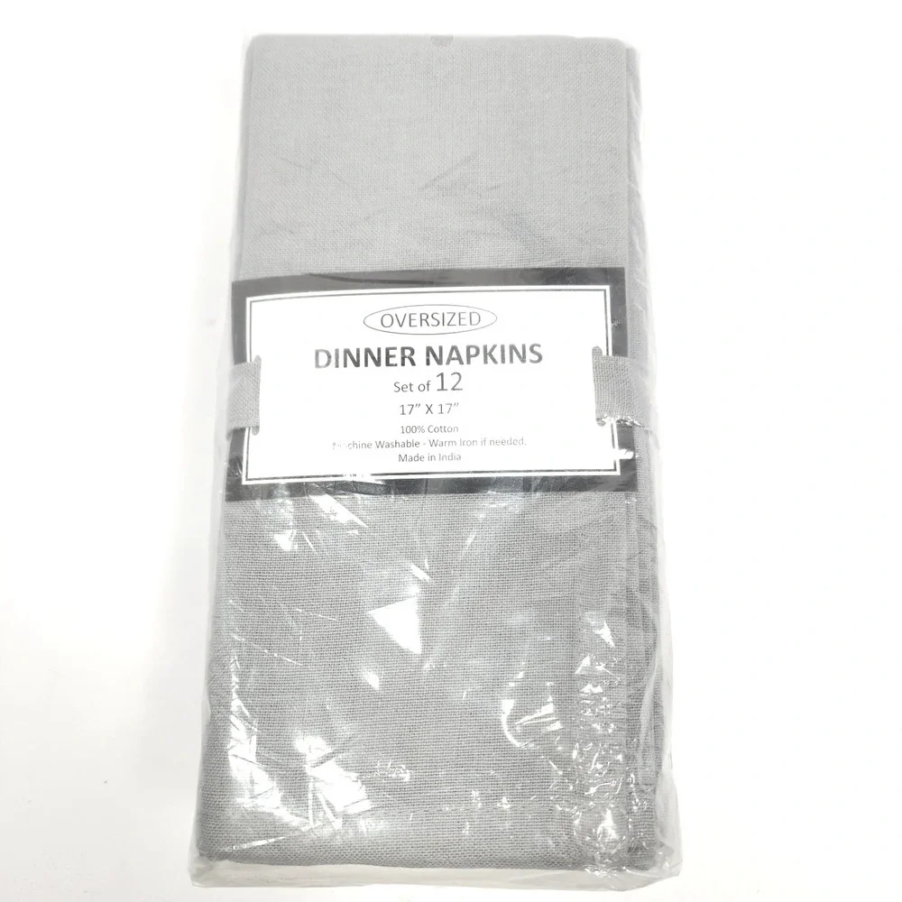 Cotton Clinic Cloth Dinner Napkins Grey Oversized 17